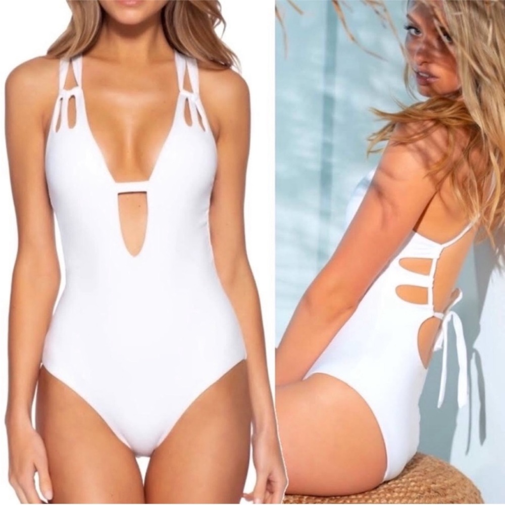 Becca White Cross One Piece Swimsuit